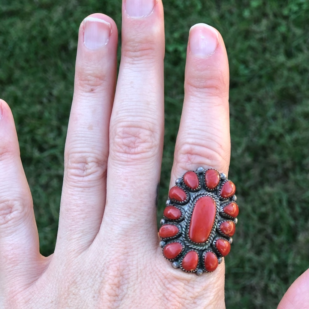 Vintage Coral Sterling ring